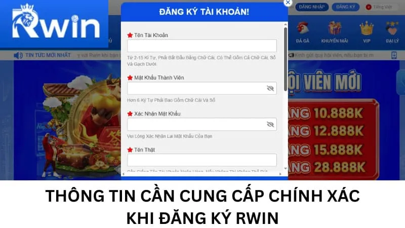 Accurate information required to register Rwin